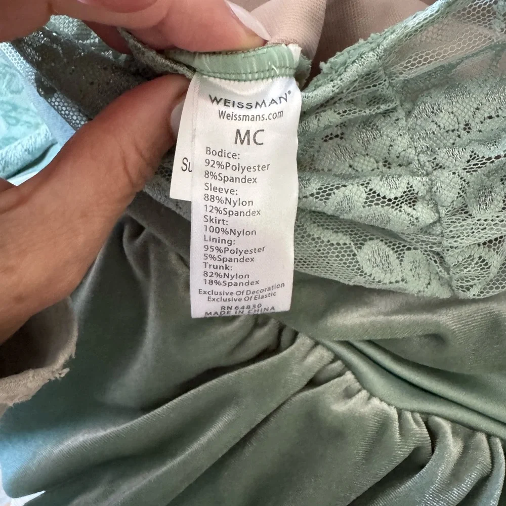 Weissman Gift of a Friend Green Ballet Tutu MC Floral Lace Velour Costume